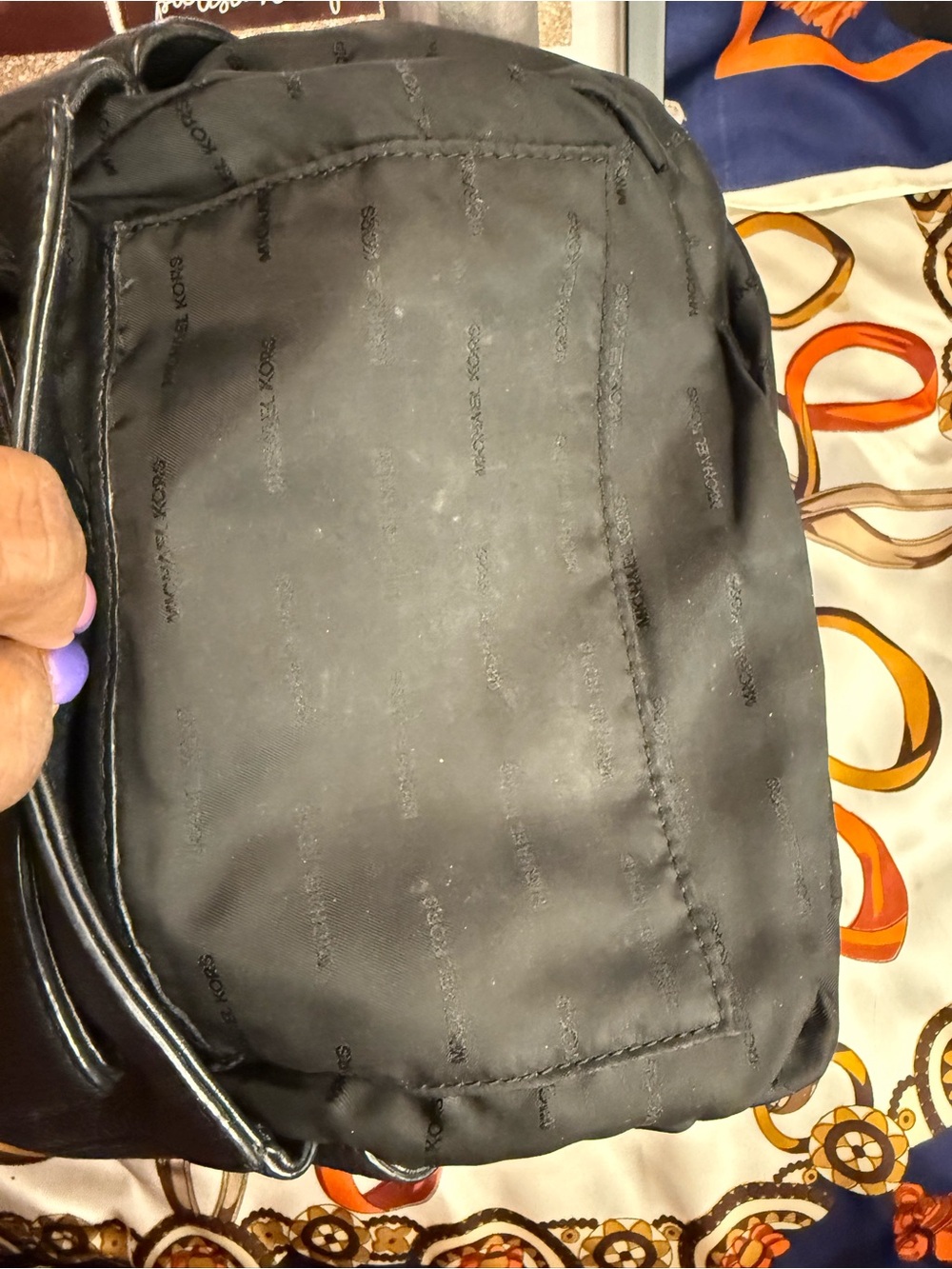 Michael Kors Black Leather & Suede Top Handle Crossbody Satchel - Picture 5 of 15